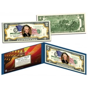 United States of America Legal Tender $2 Bill Colorized Currency - FLOWING FLAG - Picture 1 of 2