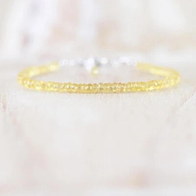 Zarter gelber Saphir facettierte Rondelle Edelstein Perlen Damen Armbänder 6-... - Bild 1 von 4