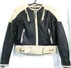 Harley Davidson Womens Size Medium Black & Cream Embossed Leather Jacket