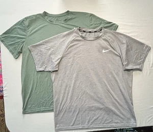 Nike Men’s TWO PACK/LOT Activewear Short Sleeve Shirts Size XL Green & Grey - Picture 1 of 11