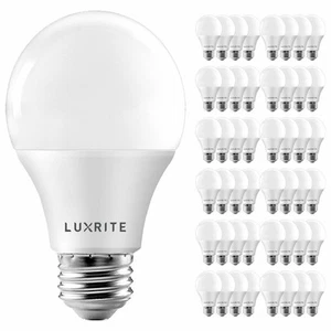 Luxrite A19 LED Bulbs 60W Equivalent Enclosed Fixture Rated 5000K E26 48-Pack - Picture 1 of 8