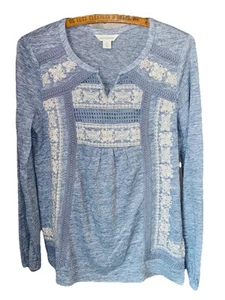 Sundance 100% Leinen Top XS Boho Blumen bestickt Cottagecore Bauernfest - Bild 1 von 7