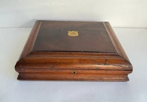 Ancien coffret boîte cantine anglaise pour couverts à dessert bois d’acajou XIX - Imagen 1 de 20