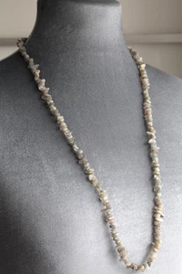 LABRADORITE LONG LINE NECKLACE 36" ~ 925 STERLING SILVER CLASP - Picture 1 of 3