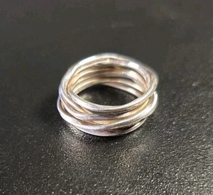 Anillo modernista vintage de plata de ley de mediados de siglo - Imagen 1 de 5
