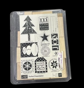 Stampin' Up! Christmas Stamps Set of 11 Wood Rubber Stamps Holiday - Picture 1 of 2