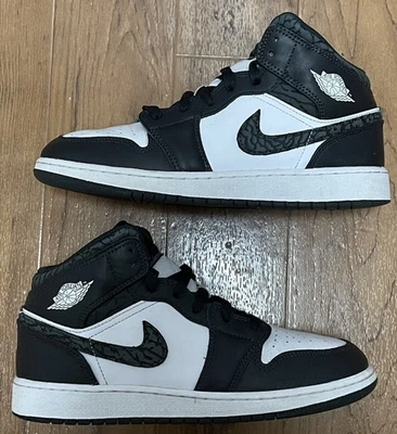Nike Air Jordan 1 Elephant Talla 7y Negro Blanco Medio Alto Retro Lote Raro Foto 1 de 4