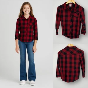 Tommy Bahama Buffalo Plaid Shirt Girls Size 10 Long Sleeve Button Front Kids - Picture 1 of 6