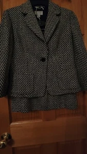 Talbots Collection Black White Tweed Two Piece Suit Size 8 - Picture 1 of 4