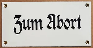 Zum Abort  - Emailschild Email Klo Toilette Tür Email Schild 20x10cm ohne Pfeil - Bild 1 von 1