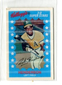 1982 Kellogg's Rickey Henderson 3-D Super Stars #4 HOF OAKLAND A's