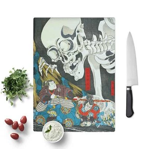 The Witch & the Skeleton Utagawa Kuniyoshi 1 x Protettore tagliere vetro - Foto 1 di 6