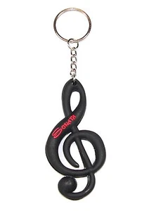 Sonata brand black rubber music treble clef keyring with split ring free postage - Imagen 1 de 2