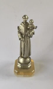 Magnifique Statuette Étain St Antoine De Padoue Ancienne Vintage - Picture 1 of 7