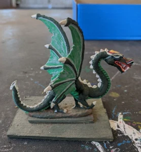 Dungeons and Dragons Green Dragon Painted Solid Metal Vintage Based Very Rare - Bild 1 von 5