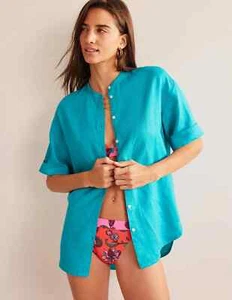 BNWT BODEN KIMONO SLEEVE LINEN SHIRT SZ 8, GEMSTONE TURQUOISE - Picture 1 of 8