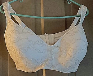 Cacique 40H UnderWire Padded Adjustable Strap White Lace T-Shirt Bra - Picture 1 of 3