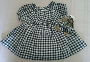 Baby Gap Girl Blue & White Gingham Dress w/matching ruffled sandals/NWT 3-6M - Picture 1 of 12