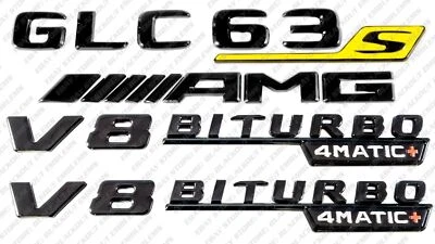 Pegatina insignia emblemas negros amarilla Mercedes-Benz GLC63s V8 biturbo AMG C253 X253 Foto 1 de 4