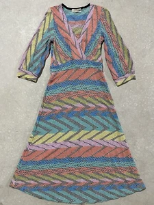 $386 Aldomartins Multi Zigzag Colorful Midi Dress 8 - Picture 1 of 5