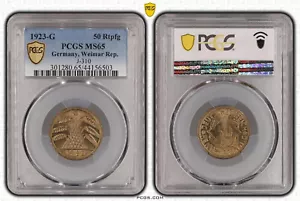 50 Pfennig 1923 G Better Year/Mzz. Mint State PCGS Certified 78935 - Picture 1 of 1