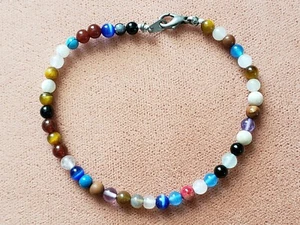 GENUINE * MULTI-STONE * BRACELET 7.25" Long, 4mm STONES, Hand-Made in USA - Picture 1 of 8