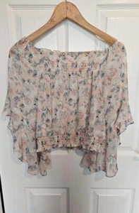Blusa H&M Dividida Floral Hombro Descubierto Volantes - Talla 34 (Reino Unido 6) - Imagen 1 de 3