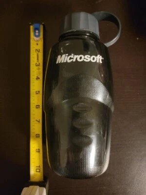 Microsoft Water Bottle Cup Black Clear Promo Employee 80s 90s VTG Rare HTF - Image 1 of 3