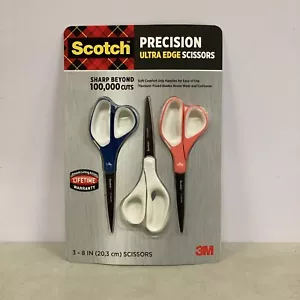 Scotch Precision Ultra Edge Scissors Blue/White/Pink 3 Pack - Picture 1 of 2