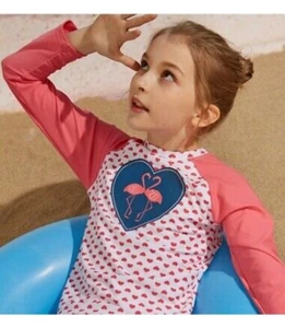 PHIBEE Girls Rash Guard Set Long Sleeve UPF 50+ Sun Protection 2Piece Peach Sz14 - Picture 1 of 9