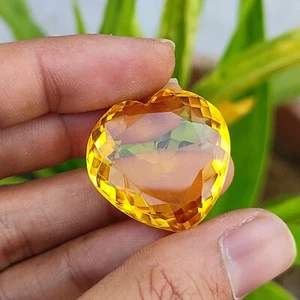 Piedras preciosas sueltas de citrino brasileño amarillo certificado natural 72,05 quilates en forma de corazón - Imagen 1 de 6