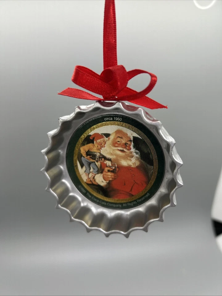 VTG 1991 Trim-A-Tree Collection Coca-Cola Santa Bottle Cap Christmas Ornament. - Image 1 of 1