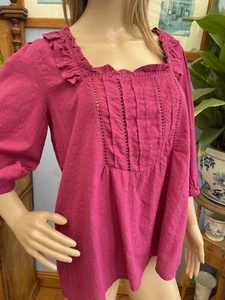 BNWT Monsoon Lola Purple Cotton Blouse Top Size 14 - Picture 1 of 12