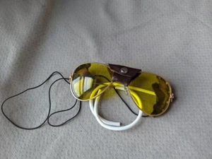 Gafas de sol vintage años 80 JONES lentes amarillas GLACIAR Alpes MONTAÑISMO cuero - Imagen 1 de 10
