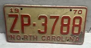 1970 North Carolina NC License Plate Tag # ZP-3788 - Picture 1 of 8