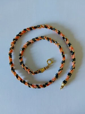 COLLANA CORALLO ROSA EMATITE GIROCOLLO TORCHON ANNI 70 @ VINTAGE @ - Immagine 1 di 4