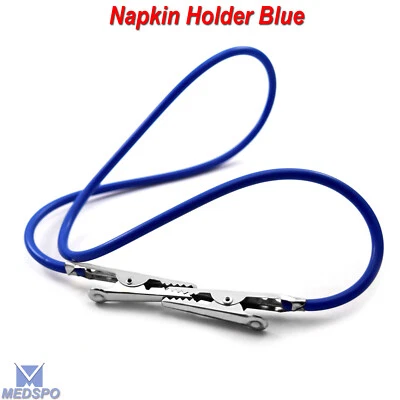 Porta-guardanapo azul clipe babador dental cabo de silicone flexível clipes de pescoço de crocodilo - Imagem 1 de 4