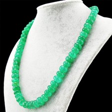 Round Shape 581.50 Cts Earth Mined 20 Inches Long Green Emerald Beads Necklace