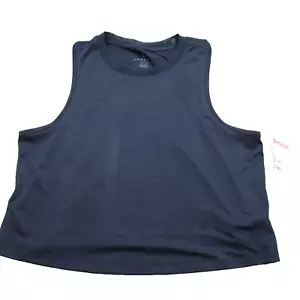 Danskin Shirt Womens Medium Blue Crew Neck Activewear Cropped Tank Top NEW - Picture 1 of 8