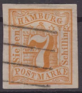 == AD Hamburg Mi. 6 sellos de cuatro trazos, gato. 70 € == - Imagen 1 de 1