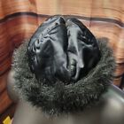 Unbranded Women's Black Fur Lined Beret Hat Medium