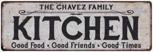 THE CHAVEZ FAMILY KITCHEN Personalized Chic Metal Sign 106180039119 - Picture 1 of 1