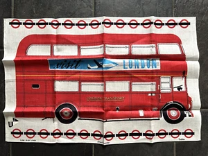 Vtg ULSTER Linen Tea Towel Visit London Bus Routemaster Unused NWT - Picture 1 of 4