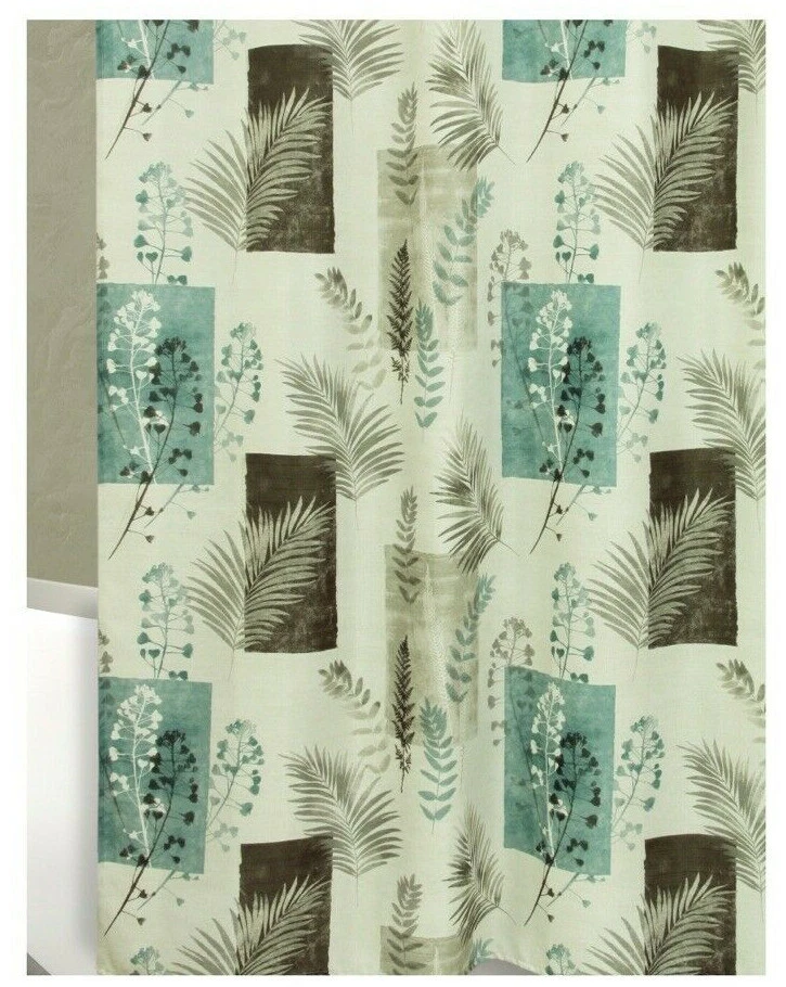 Bacova Taylor бирюзовый душ занавески ванны 70 x 72 папоротника цветочный новый в упаковке - Изображение 1 из 4