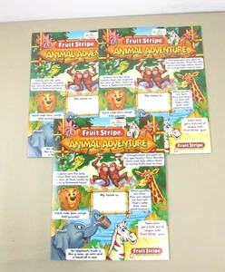 Obststreifen Kaugummi Tier Abenteuer Ordner Lot (3) Vintage 1998 unbenutzt mit Coupons - Bild 1 von 6