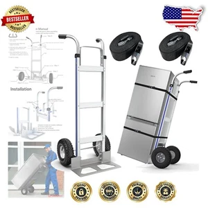 Robust Aluminum Hand Truck Dolly with 10" Pneumatic Tires - Perfect for Moving - Picture 1 of 10