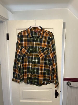 Nuevo con etiquetas Arizona Jean Co. Para hombres L Naranja Verde Cuadros Manga Larga Abotonada Algodón Foto 1 de 4