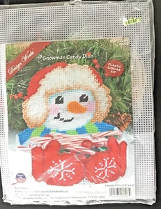 Design Works Snowman Candy Dish Plastic Canvas Kit New Winter Craft - Picture 1 of 3