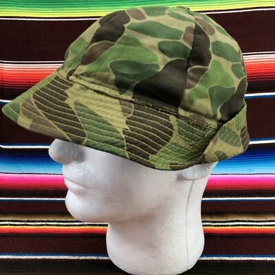 Vtg Jones Cap Mens Duck Camo Bucket Hat Sz M Bird Hunting Brimmed Ear Flap Lined - Image 1 of 4