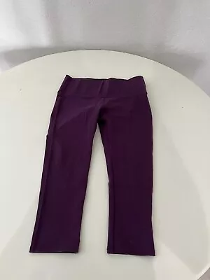 Womens 3/4 Capri Yoga Pants Gym Workout Cropped Leggings Purple Size M 252 • 10€